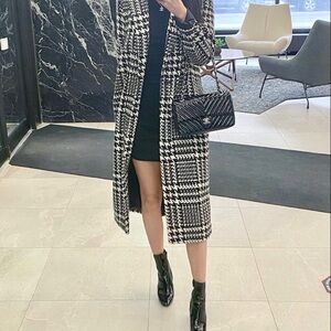 Chic long Houndstooth Coat